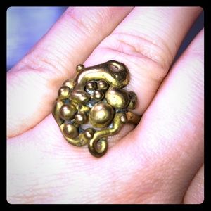 Brass Gold Antique Abstract Vintage Ring